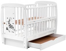 Дитяче ліжко Babyroom Giraffe маятник, ящик, відкидний бік DJMYO-3 бук White